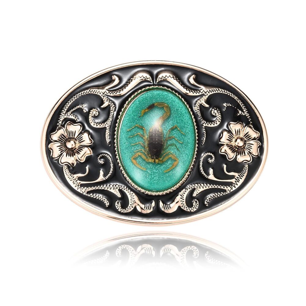 5319 Western Belt Buckle , Native American Green Luminous Stone Belt